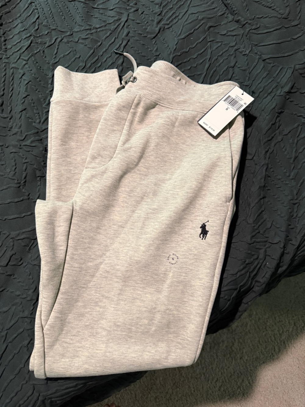 Ralph Lauren Light Gray Jogger Sweatpants with Navy Pony